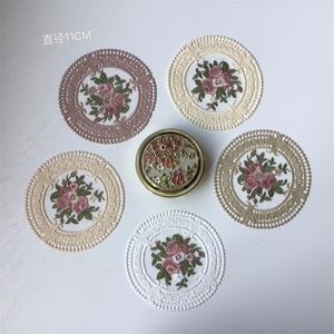 Ronde achtbaanmatten handgemaakte haakjes kleine katoenen doilies kanten tafel holle placemats Franse stijlen