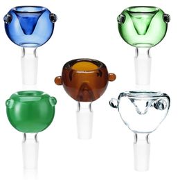 Bols ronds colorés pour fumer du narguilé, bol à filtre épais avec glissière en verre, Joints de 14mm pour accessoires de conduite d'eau Bong