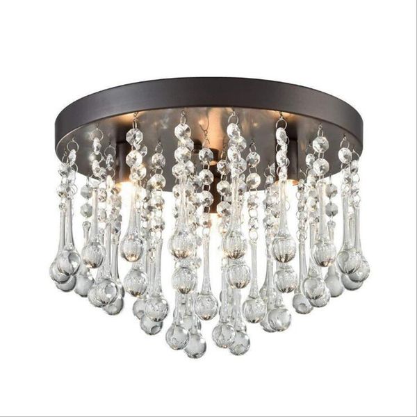 Rond Cristal Lumière Couloir Foyer LED Cristal Plafonnier couleur blanc chaud Couloir Allée Lamparas de techo Lustre Lumières Hôtel Décor