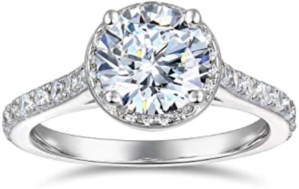 2C anillo de boda Pass de diamantes D Color D VVS1 MOISSANITE Laboratorio de compromiso de lujo Anillos de diamantes cultivados