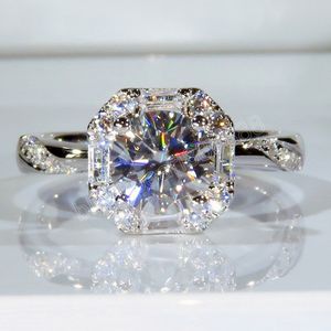 Bagues de fiançailles Solitaire en zircone cubique blanche, coupe ronde, pour femmes, cadeau de fiançailles de mariage