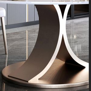 Tables à manger rondes avec platine tournante avec 6 chaises table de nourriture blanche de luxe en marbre moderne de meubles de cuisine moderne