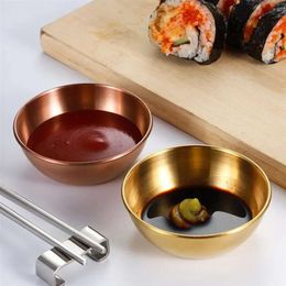 Platos redondos, cuencos de acero inoxidable, tazas para condimentos, salsa para Sushi, plato pequeño, platillos, Mini platos para aperitivos, 6