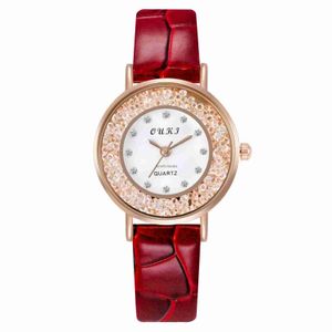 Round Double-couche Rhinestone Watch Womens Style Simple Small Temperament and Girls Watches Diad