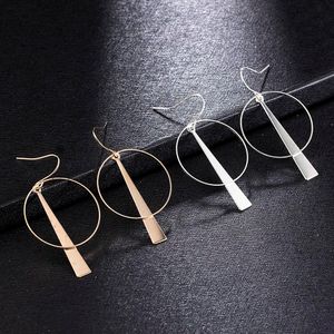 Ronde Earring voor Womens Gold Color Meatal Dangle Ear Ring Sieraden Legering Geometrische Hoop Statement Oorbellen 2021 Fashion Valentine Gift