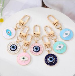 Round Evil Eye Keychain Key Ring voor vrienden koppels Boho Blue Turkse oogtas Car Keyring Charm Accessoires