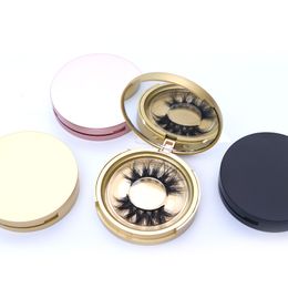 Ronde valse wimpers kase oog lashes opbergkast make -up cosmetische spiegel kast lege wimper box roze/geel/zwart
