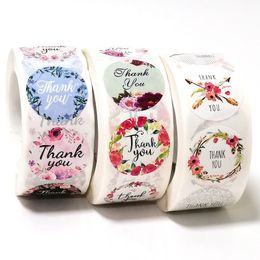 Pegatinas redondas florales de agradecimiento, embalaje de sobres, papelería de sellado 1222874