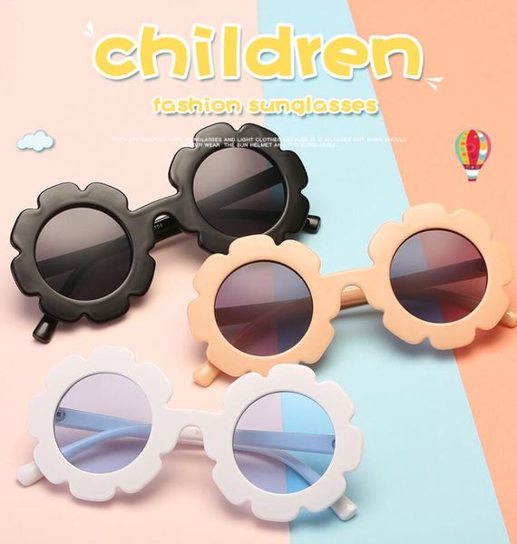 Ronde Fleur enfants lunettes de soleil Marque Designer Fille Garçon Lunettes Mignon Bébé Lunettes de Soleil UV400 Lentille Nuances Enfants Tout-petit 6 Couleurs