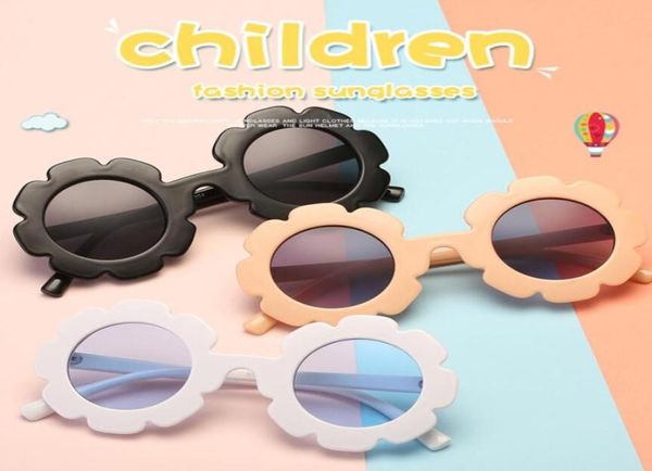Lunettes de soleil rondes à fleurs pour enfants, lunettes de marque de styliste pour filles et garçons, mignonnes lunettes de soleil pour bébés, nuances de lentilles pour enfants en bas âge 6
