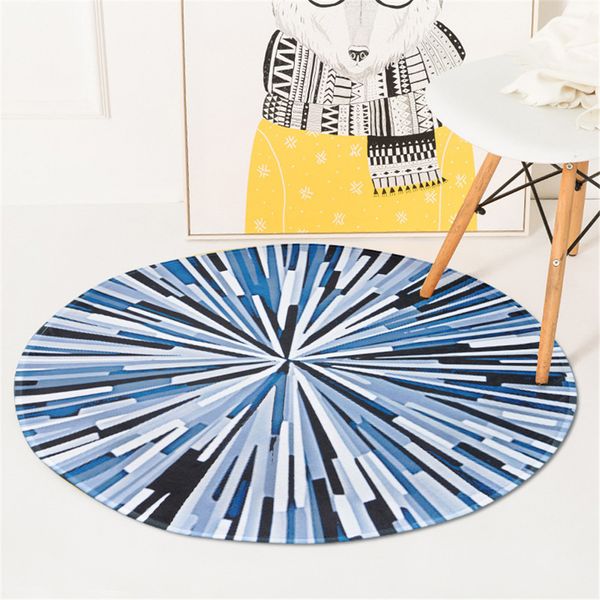Tapis de sol rond à motif de rayons géométriques, adapté à la table basse du salon de la chambre à coucher, à la chaise d'ordinateur
