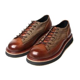 Ronde kop retro schoenen Tooling Big Head Casual herenschoenen hoofdlaag koehide met de hand gerubbeerde kleur dikke dikke schoenen voor mannen d2a16