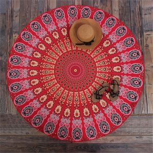 Redondo Hippie Mandala Flor Tapiz indio Colgante de pared Playa bohemia Poliéster Manta fina Yoga Mantón Mat 150x Y200324