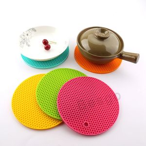 Tapis rond en silicone en nid d'abeille Résistance aux hautes températures Table d'isolation thermique Napperons Antidérapant Bol Pot Tasse Pad Dessous de verre DBC BH2735