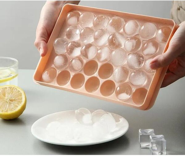 Plateau glacé rond Plateau à glace Maker outils Moule pour congélateur, mini cercle Cube-Cube Tray Fabriquant 1 en x 33pcs Sphère Cocktail glacial Cockke Whisky Tea Coffee