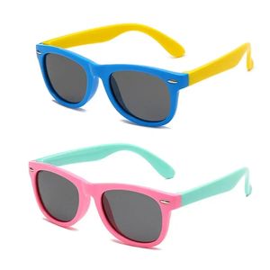 Kids ronds Lunettes de soleil Silicone Flexible Safety Enfants Sun Glasses Fashion Boys Filles en dehors