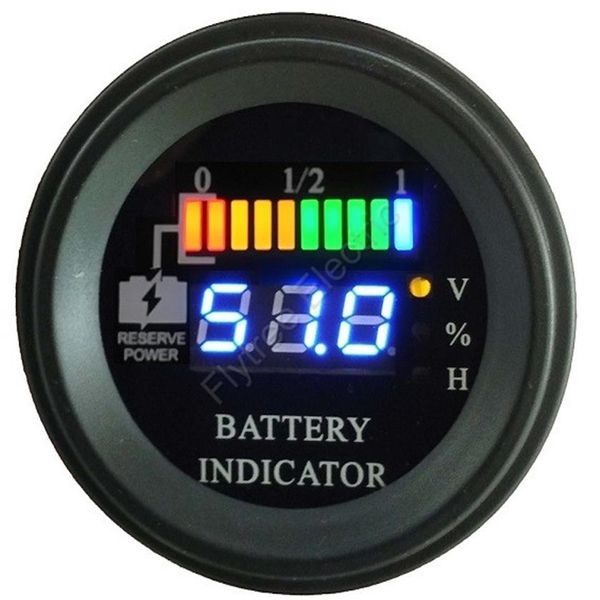 LED ronde jauge de batterie numérique indicateur de décharge compteur horaire état de charge chariot élévateur EV 12V 24V 36V 48V 60V jusqu'à 100V299p