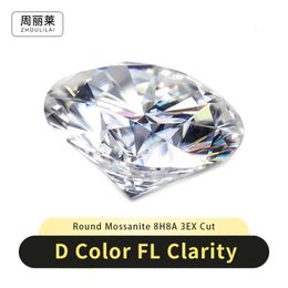 Diamant rond en vrac couleur D FL clarté 3EX cœurs et coupe s 240106