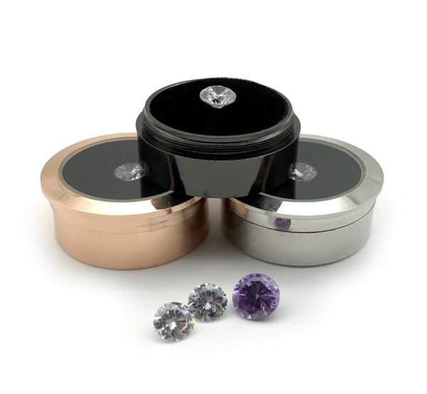 Boîte ronde de présentation de diamants en vrac, étuis de pierres précieuses en métal de haute qualité, organisateur de stockage de diamants, boîte-cadeau argent noir or 7836552