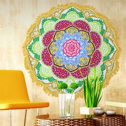 Ronde Mandala Strandlakens Gedrukt Tapestry Hippy Boho Tafelkleed Bohemian Strandlaken Serviette Covers Strand Sjaal Wrap Yoga245m