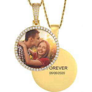 Médaillons à mémoire ronde, collier avec pendentif photo personnalisé pour hommes, bijoux Hip Hop, grande taille Po 240309