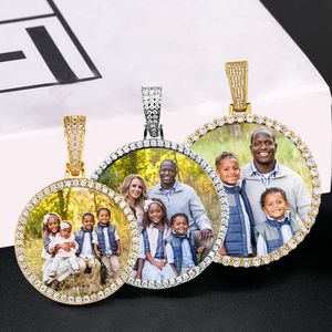 Médaillons à mémoire ronde Collier de pendentif personnalisé pour hommes bijoux hip hop grand moyen de petite taille de petite taille de gadoue zircon cadeau 240418