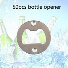 Ouvre-bouteille rond en métal poli solide, pièces d'insertion, pièce d'ouvre-bouteille avec trous fraisés X0803311V