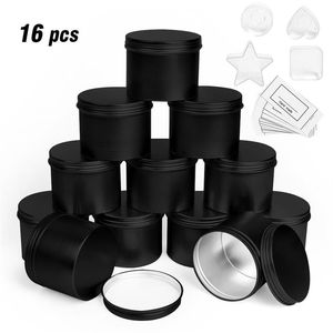Boîte ronde en métal pour bougies, Pot en aluminium noir, Pot vide de stockage, boîtes à vis simples, récipient de crème cosmétique, or argent 259k