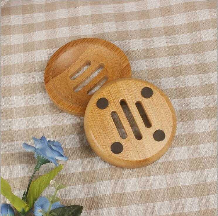 Round Mini Soap Dish Natural Bamboo Drying Soap Holder Bathroom Accessories Creative Environmental Protection Suppies