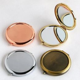 Round Mirror Compact Blank Plain Rose Gold -kleur voor DIY vergrotende geschenk met sticker 50pcslot door Express 240408