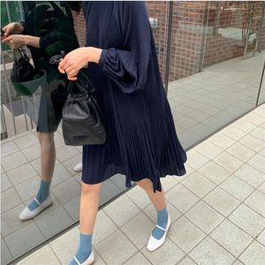 Col rond lâche robe de maternité belles femmes robes bleu marine bleu pur couleur vêtements enceintes maison casual porter tous les jours simplement ba026 B23