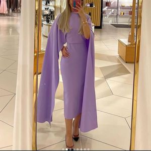 Round Neck Shath Evening Jurken Long Prom Dress Elegant Crepe Formele feestjurk