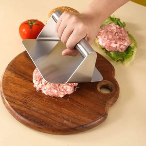 Round ou Squareburger Press Grill Grill en acier inoxydable Smasher Hamburger Manuel de pressage outil de viande Pie Maker Kitchen Tool 240125