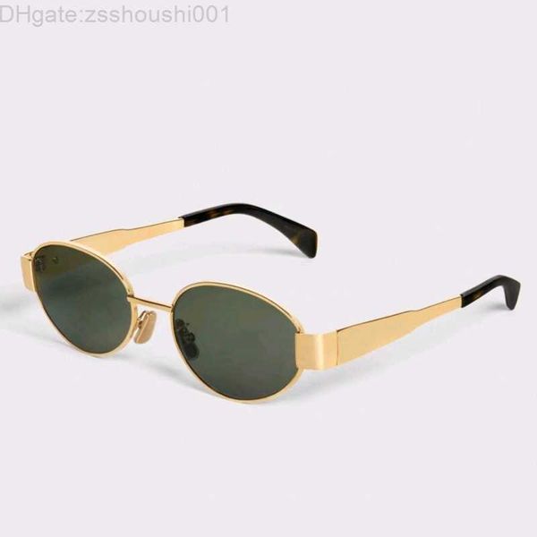 Gafas de sol redondas ovaladas Metal dorado Lente verde Mujeres Hombres Gafas deportivas Sonnenbrille gafa de sol con estuche 86Q7