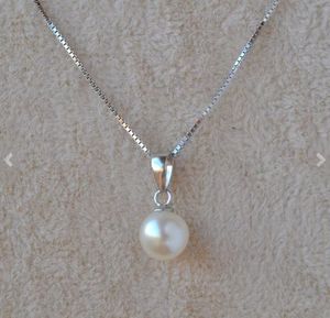 Collier de perles rondes, chaîne en argent sterling 925 de 16 pouces, collier de perles d'eau douce blanches de 6 à 7 mm, bijoux pour bébé fille, nouvelle livraison gratuite