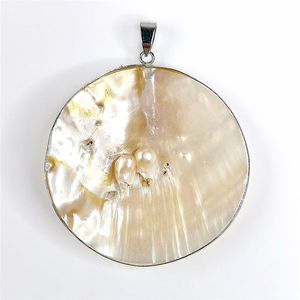 Ronde hanger natuurlijke oester witte parelmoer shell charms hangers voor ketting maken 5 stuks