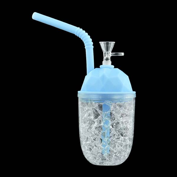 Tuyau d'eau en plastique ronds fumer Bong Tuyaux d'huile Huile plate-forme Bongs Silicone Bubblers Coupe Coupe Coupe de refroidissement