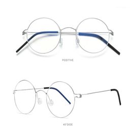 Cadre d'objectif de prescription ronde rétro Titanium Full Rim Eyewear de haute qualité Antiflective Goggle Silver Reading Glasses Men Sunglasse 300i