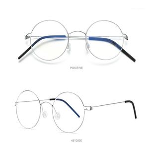 Ronde recept lens frame retro titanium full rim brillen eyewear hoge kwaliteit anti-reflecterende bril zilver leesbril mannen sunglasse 262s