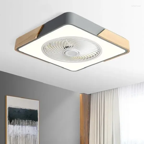 Ventilador de techo redondo para dormitorio cuádruple, piso bajo, madera Simple, diseño de estilo japonés, lámpara Led para ventiladores, 110V, 220V, aplicación remota, Control inteligente