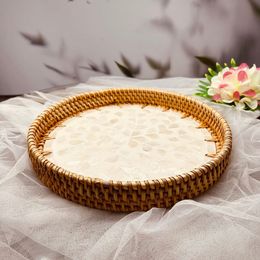 Panier de rangement rond rond Nordic Style tissage maison Divers Tri Tri Box Snack Fruit Storage Tray Décorer les ornements