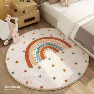 Rond Tapijt Nordic Zachte Pluizige Vloer Voet Mat Koreaanse Stijl Baby Kids Slaapkamer Thuis Woonkamer Tapijt Kwekerij Warm Decor 240401