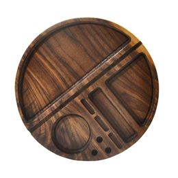 Ronde vorm houten rollende lade huishouden rookaccessoires met groef diameter tabaksrolbladen sigaret aangepast