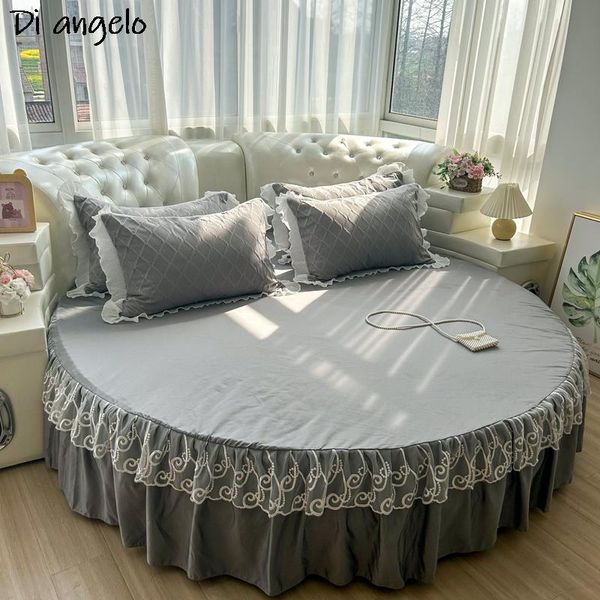 Sábanas redondas de color gris sólido Falda de cama Falda de cama suave / cómoda / Bedera de almohadilla de almohadilla de cama de cama