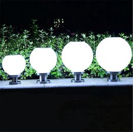 Ronde Zonne-energie-lampen LED Balvorm Pijler Licht Wit Acryl Globe Outdoor Waterdichte Post Lichte Omheining Verlichting Landschap Courtyard Garden