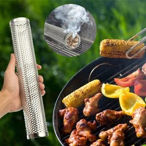 Rond Vierkant 6/12 inch BBQ Houtpellets Rokerbuis Roestvrijstalen Rookgenerator Mesh Pijp voor Grill Heet of Koud Roken