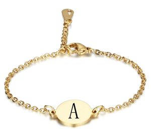 Bracelet rond en acier inoxydable avec 26 lettres anglaises, en titane sculpté en or, WY428