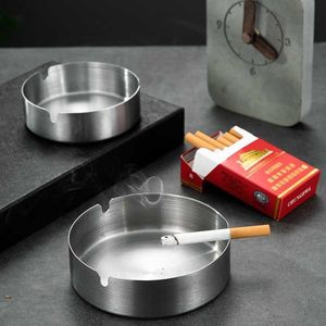 Cendrier à cigarettes rond en acier inoxydable, plateau Portable en métal argenté pour fumeur 230901