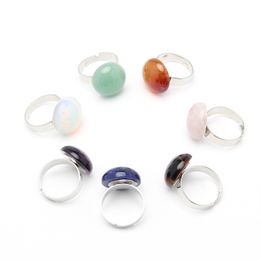 Ronde steen Crystal Quartz Healing Chakra Opening Ring Roze Paars Ringen Kallaite voor vrouwen Mannen