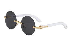 Round zonnebril Designer Zonnebril Mens Dames Buffalo Horn Glazen Fashion France Carti Frameloze bril Vrouw Goud Goudglas HOUTLAAD HOUTE MERK EYEWEAR -frames 54 mm